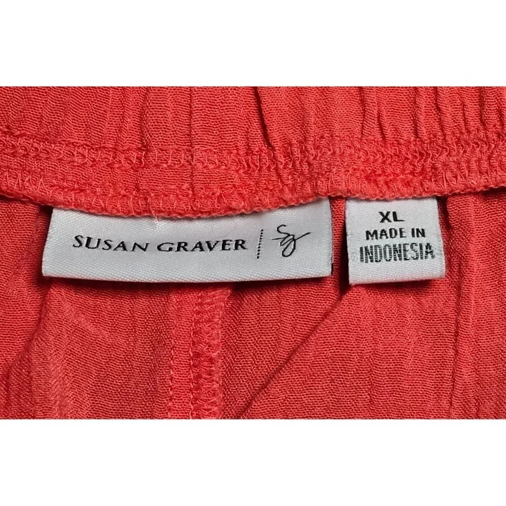 Susan Graver Womens Skirt XL Salmon Gauze Midi A Line Pull-On Elastic Waist - Picture 2 of 6